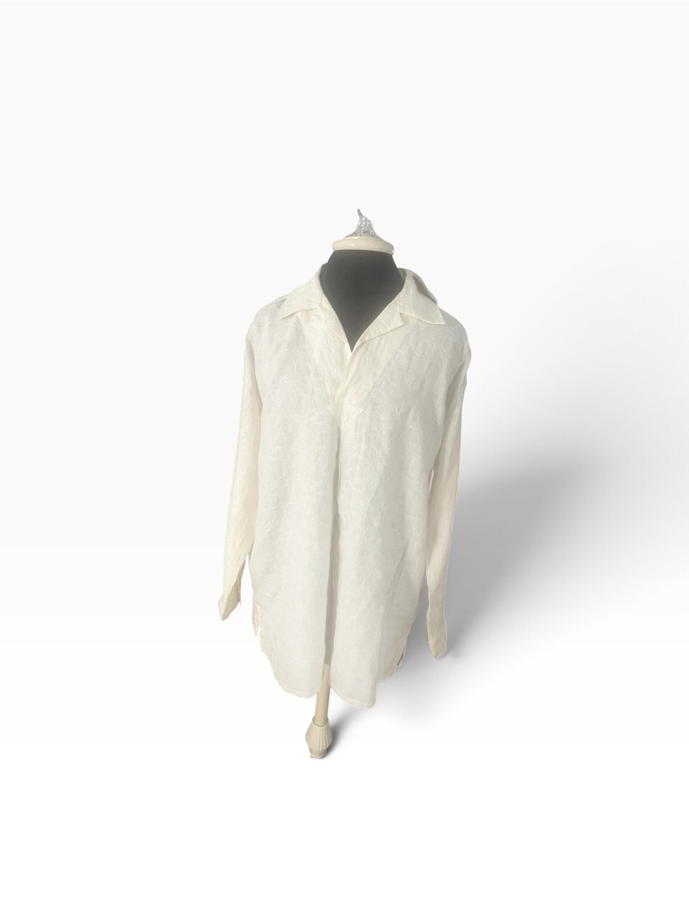 NWT J Jill Off White Embroidered Linen Tunic Medium New Linen Pop Over
